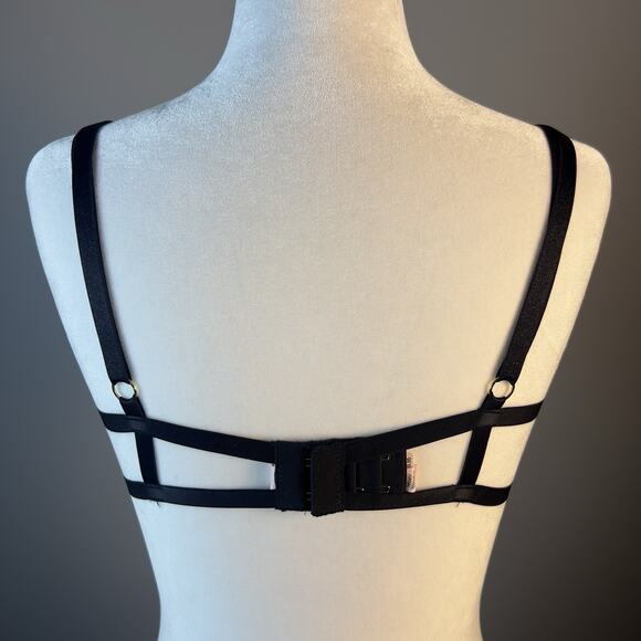 Victoria's Secret Very Sexy Demi Bra Black Satin Leaf Embroidered 36C NWT - Picture 2 of 6